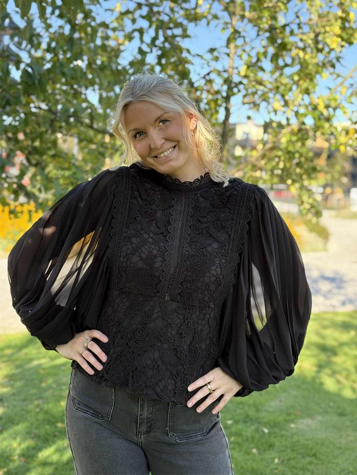 Bluse Lux Plisse Black