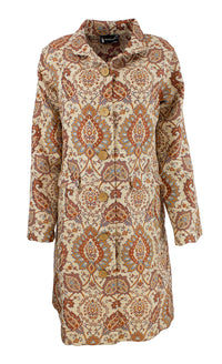 Jakke Lang Jaquard Burnt Orange