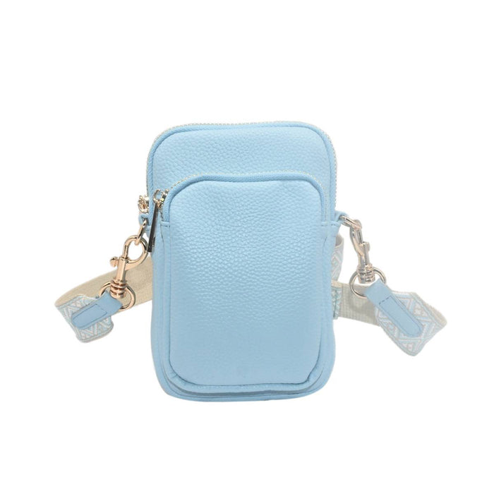 BEATRIX mobilbag med mønstret rem - Lys Blå