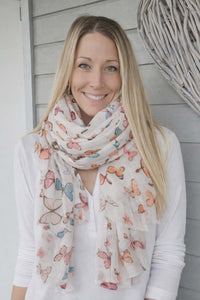 Skjerf Sommerfugl Beige/rosa