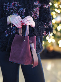 Bøtteveske Semsket Skinn Bordeaux