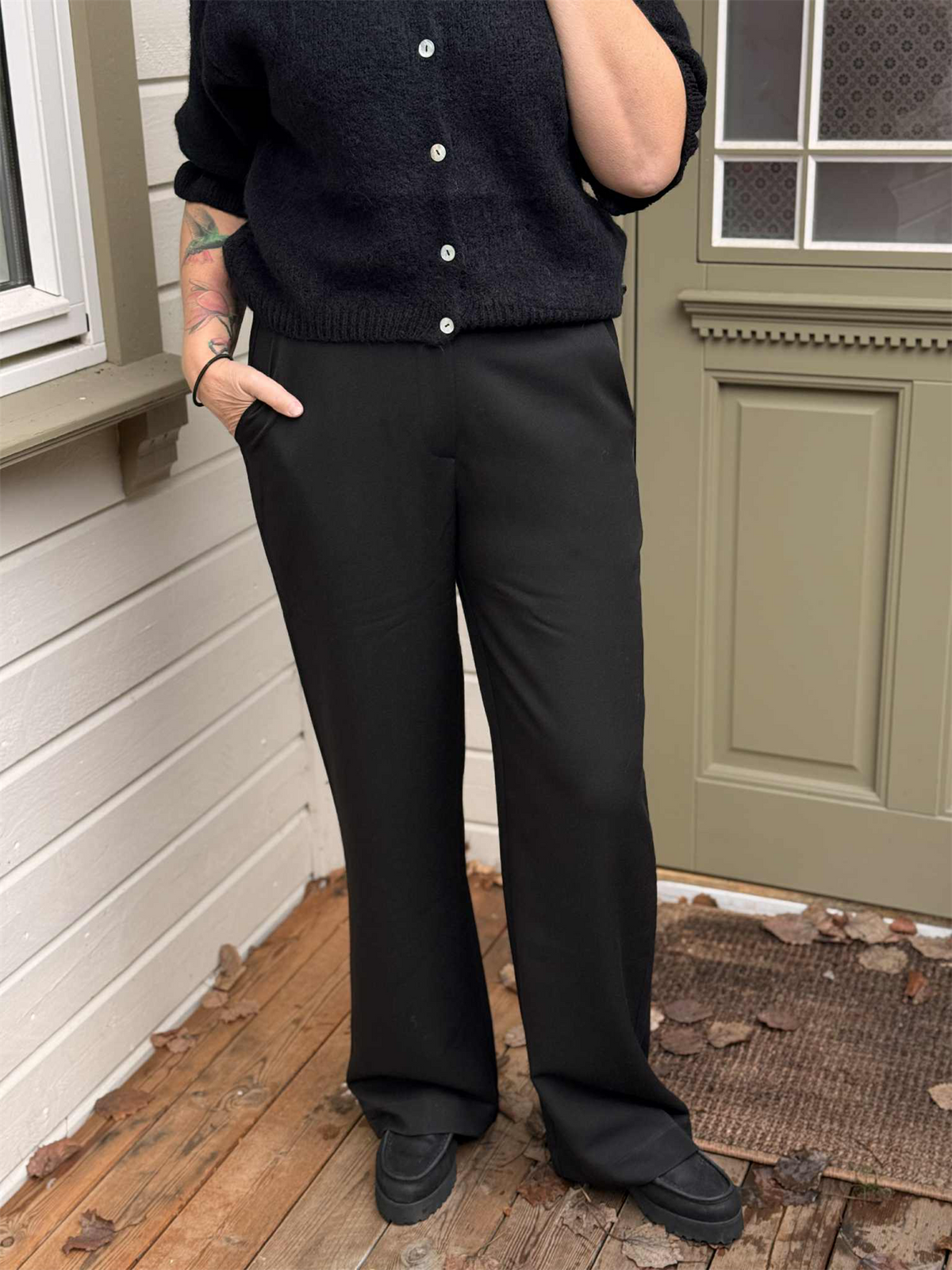 Bukse Straight Lange ben, Sort