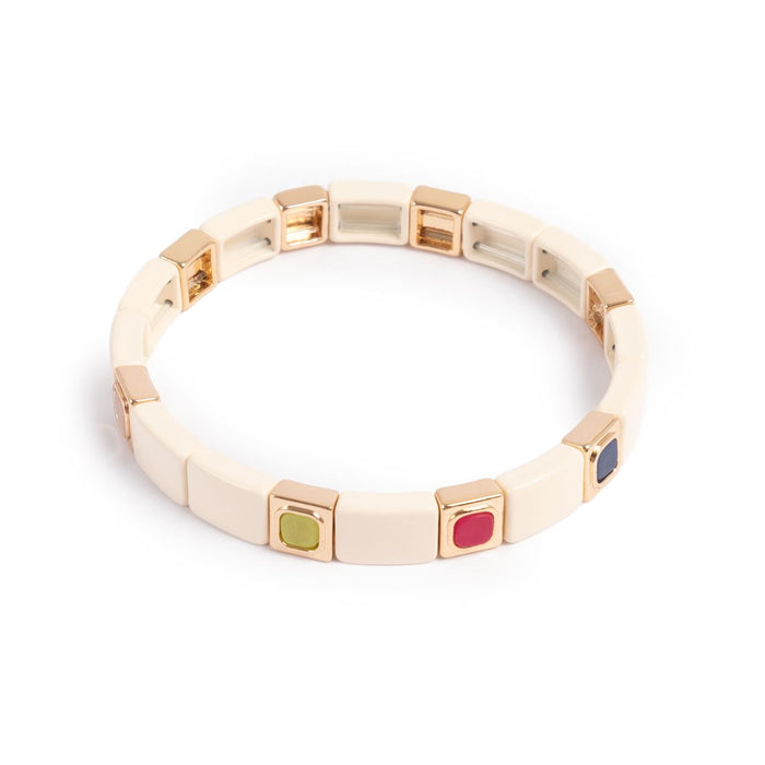 Emaljert armbånd, white multi