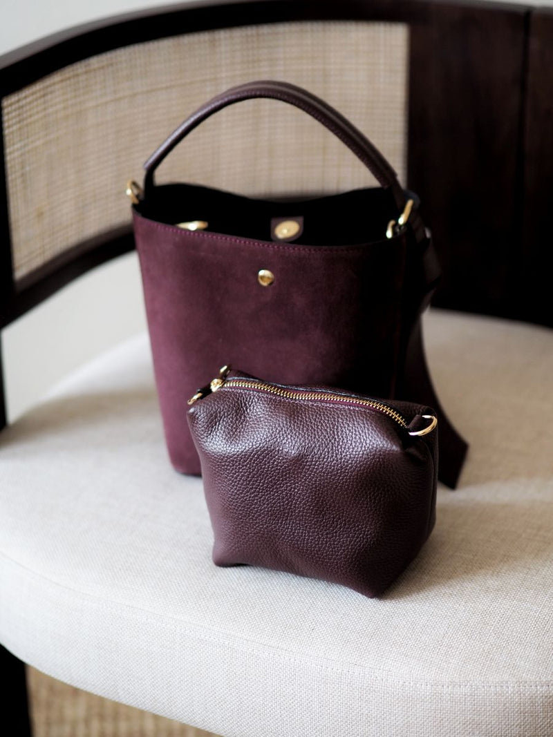 Bøtteveske Semsket Skinn Bordeaux