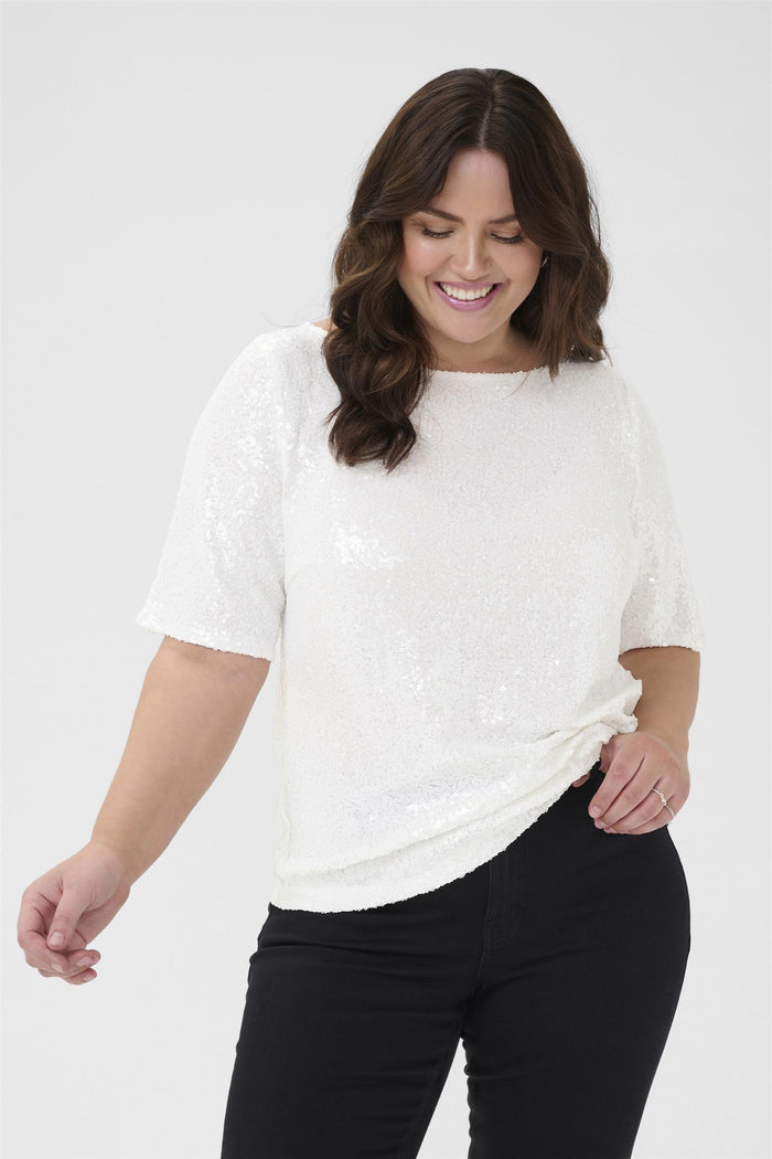 KCmirana Sequin Blouse Chalk