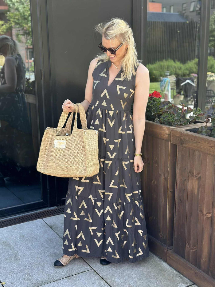 Kjole Celine Charcoal Gold