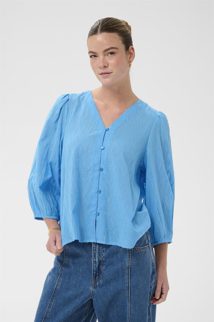 KAgabriela V-Neck Shirt Azure Blue