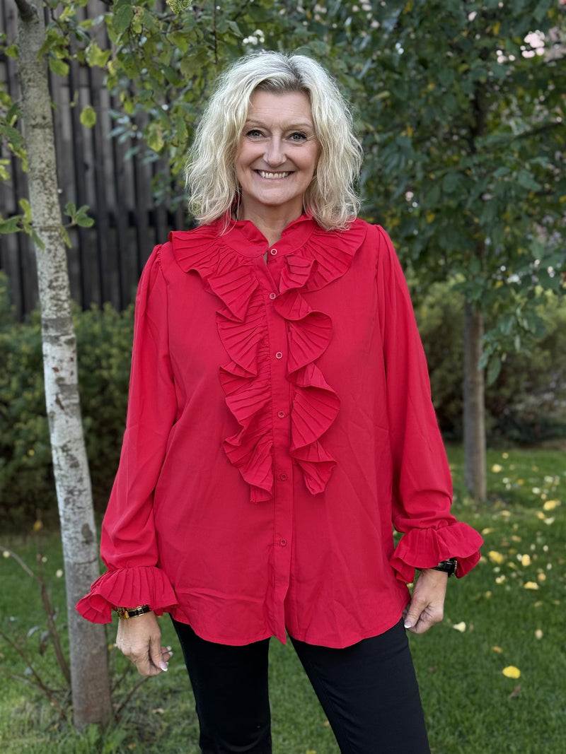 Bluse Plisse Red