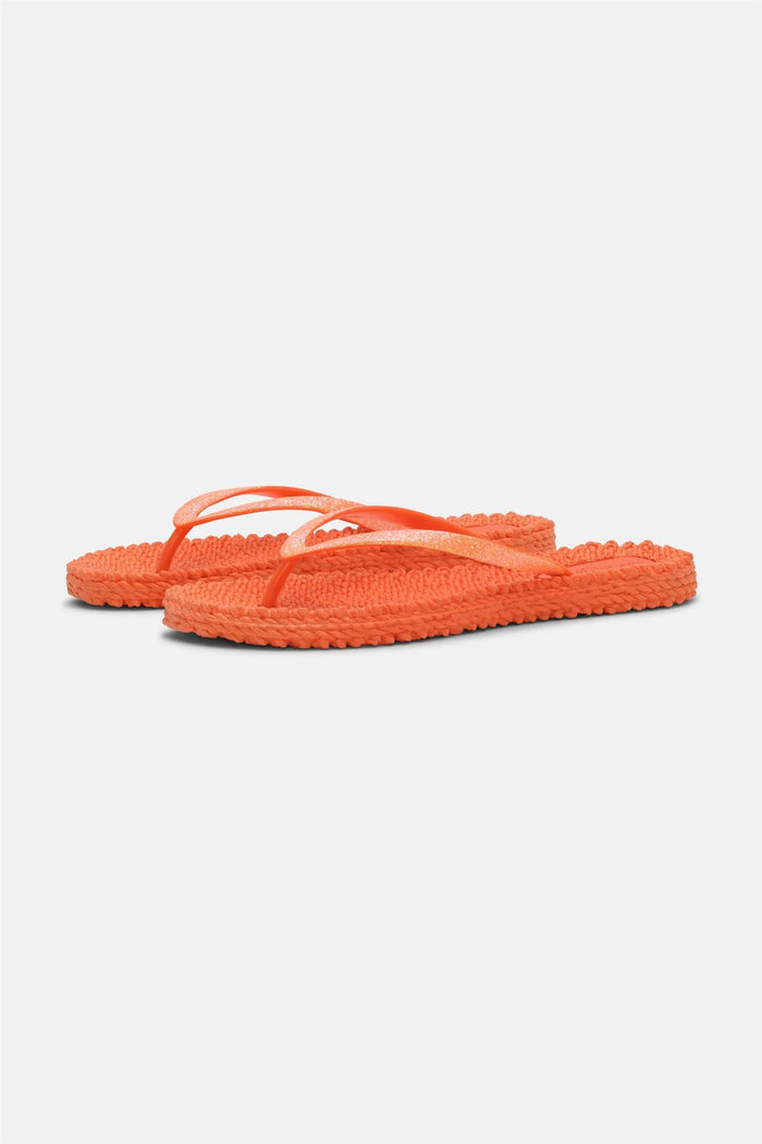 Cheerful Flip Flop w. Glitter Hot Orange