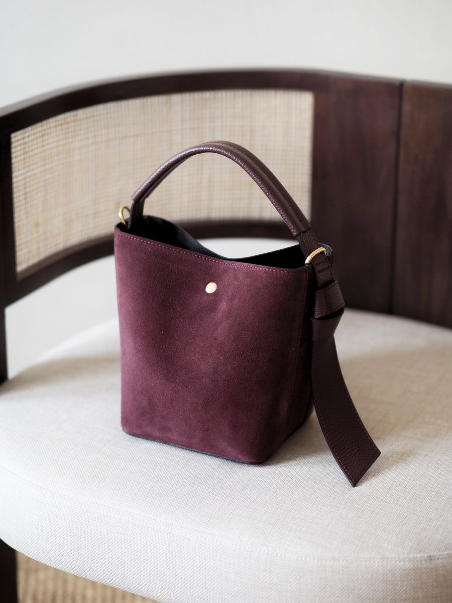 Bøtteveske Semsket Skinn Bordeaux