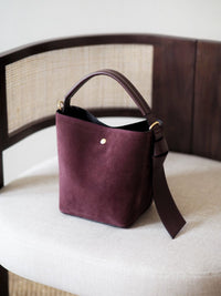 Bøtteveske Semsket Skinn Bordeaux