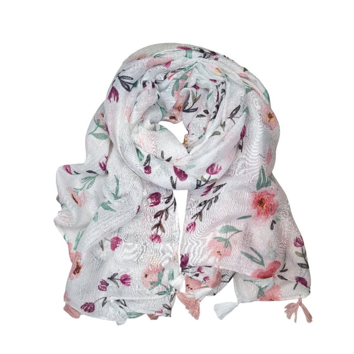 Skjerf Else Blomst Glitter Hvit