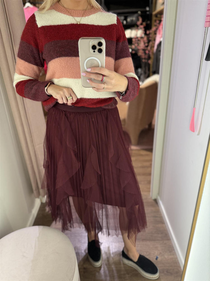 Zig Zag Tyll Skirt Bordeaux