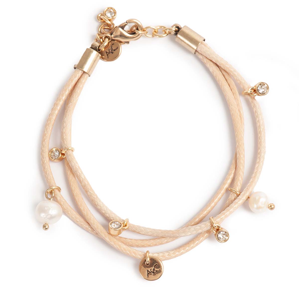 Armbånd med charms, beige