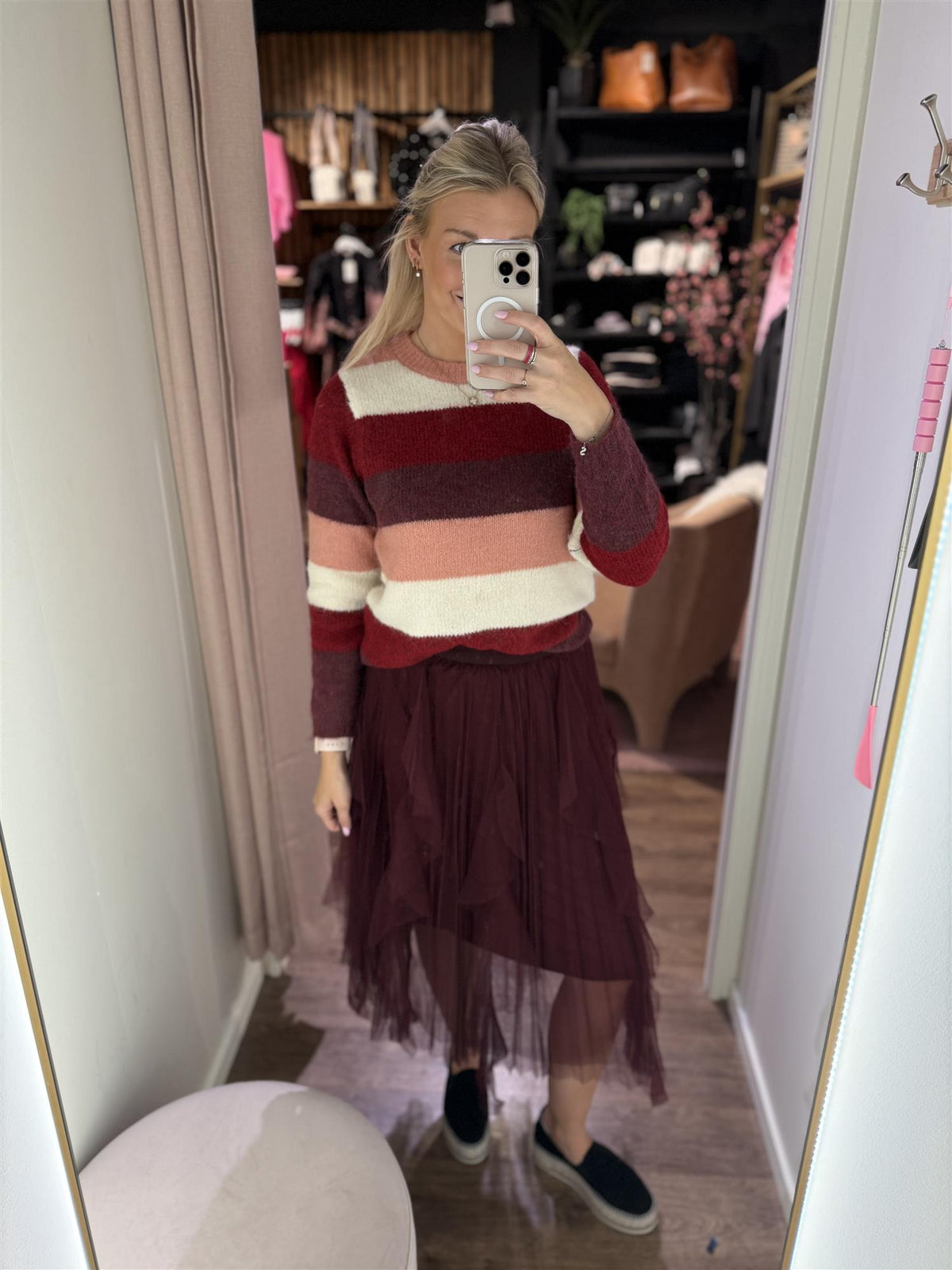 Zig Zag Tyll Skirt Bordeaux