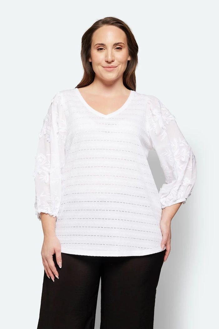 Bluse Broderie Hvit