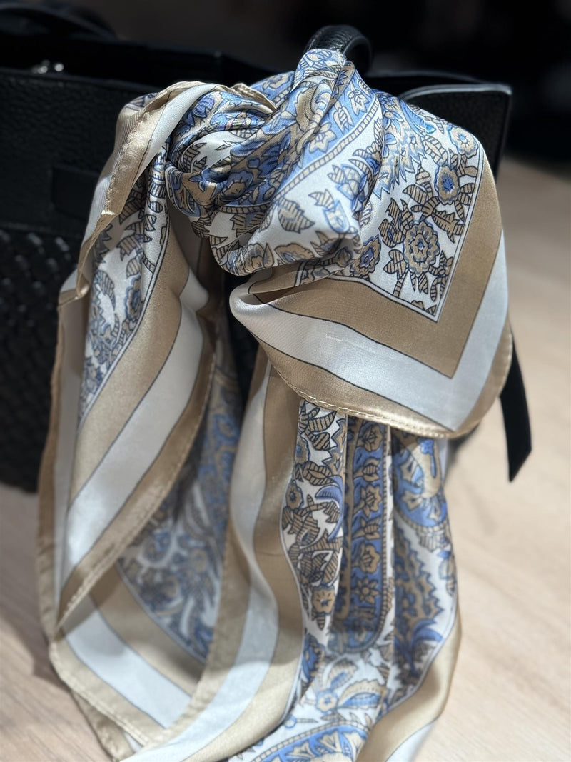 Skjerf Lite Beige/Lys Blå