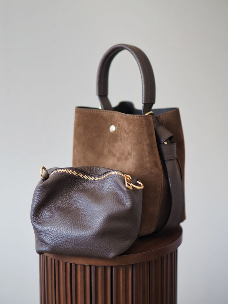 Bøtteveske Semsket Skinn Brun