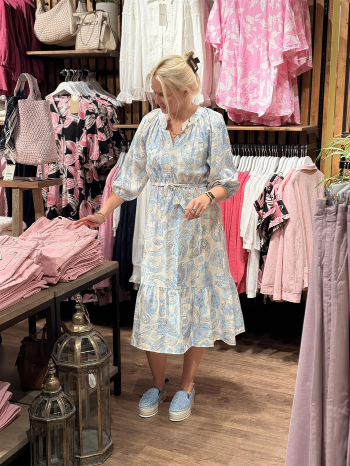 Kjole Paisley Soft Blue