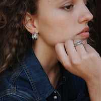 Brede øreringer, Steel Satin Sølv