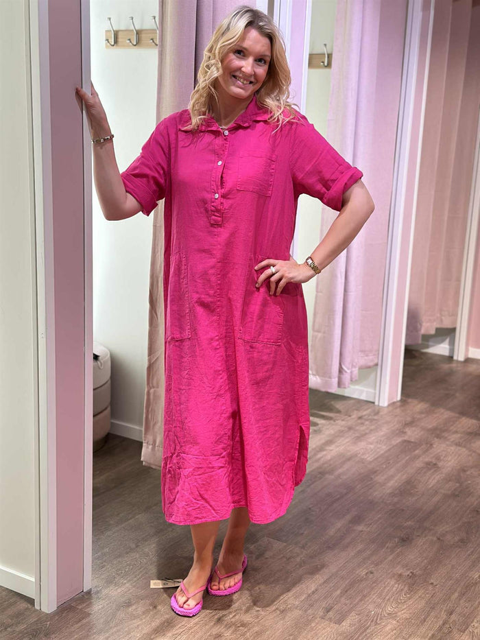 Bibba Lin/Bomull Kjole Polly Cerise