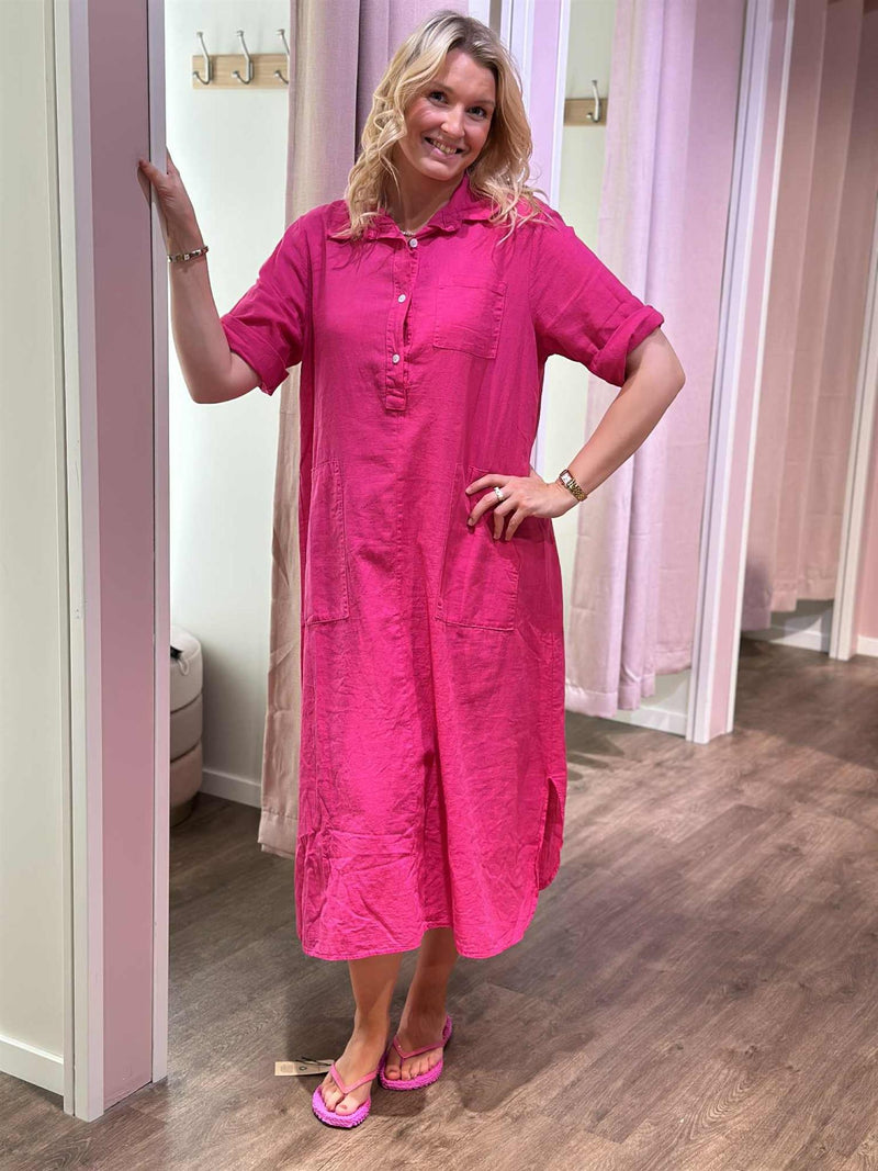 Bibba Lin/Bomull Kjole Polly Cerise