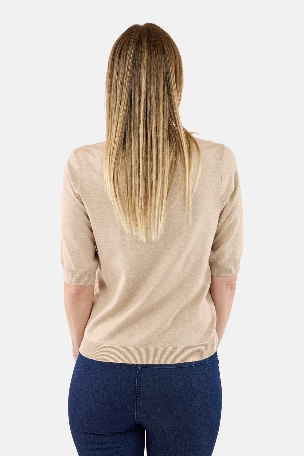 Topp Basic Kort Erm Smoke Sand