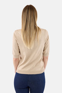 Topp Basic Kort Erm Smoke Sand