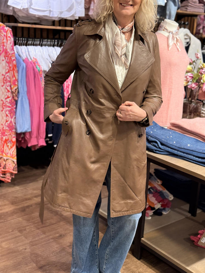 Julia Leather Trenchcoat Nude Brown