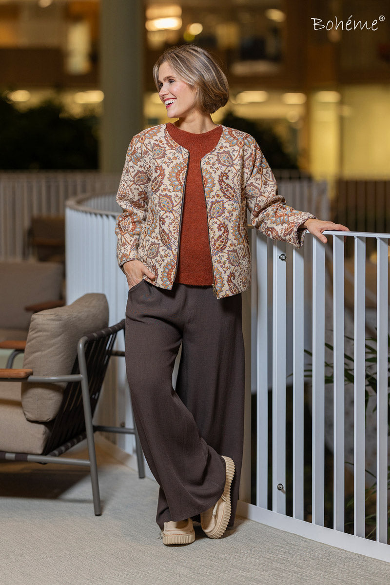 Jakke Kort Jaquard Burnt Orange