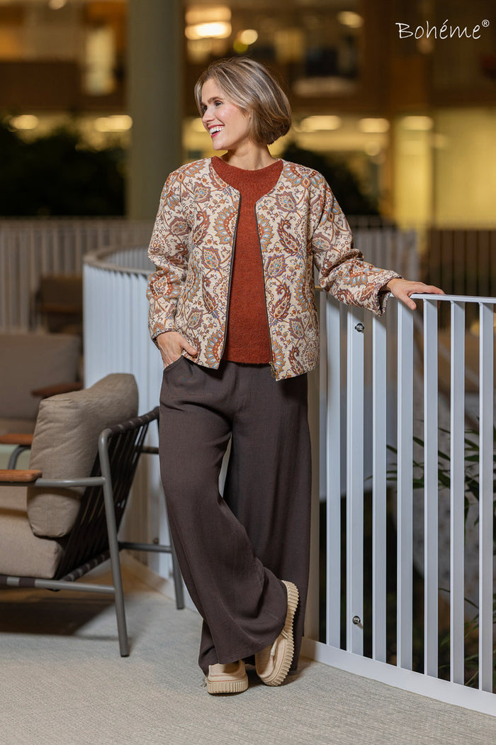 Jakke Kort Jaquard Burnt Orange