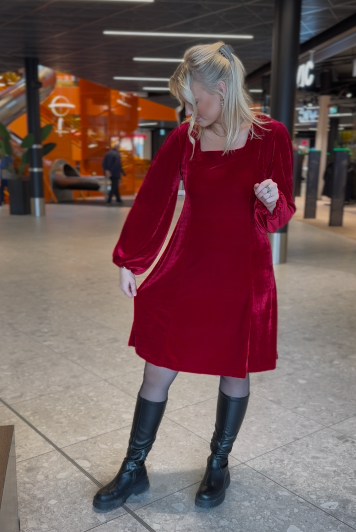 Kjole Velour Mali Rød