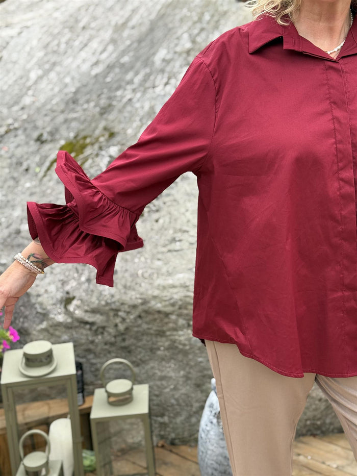 Skjorte Poplin Bordeaux