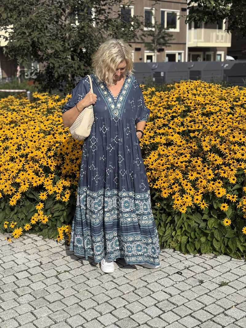 Cartagena Dress V Maxi Print