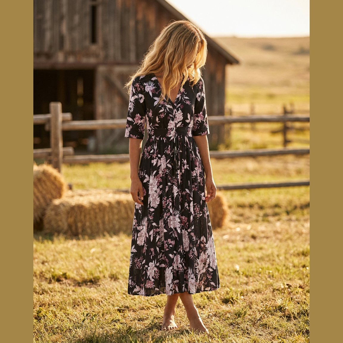 ROSE LACE DRESS 3/4 SL