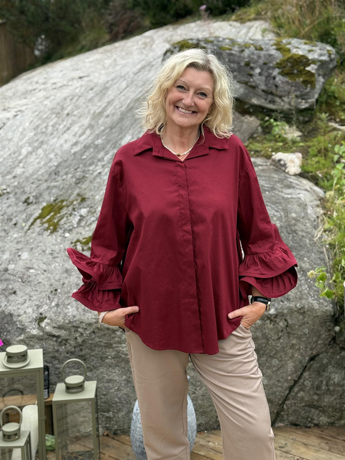 Skjorte Poplin Bordeaux