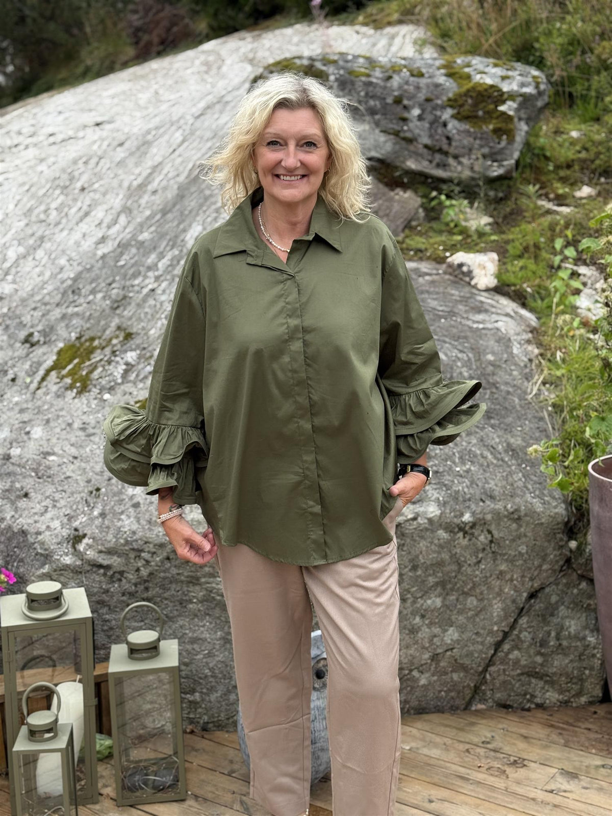Skjorte Poplin Khaki