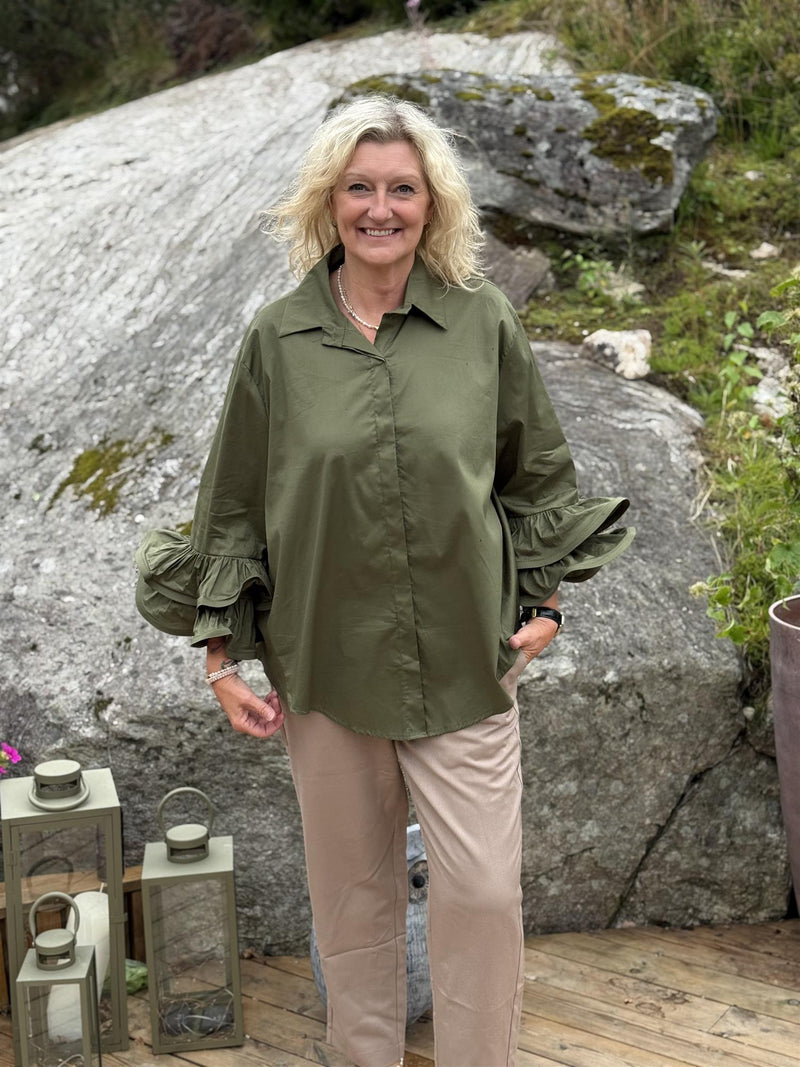 Skjorte Poplin Khaki