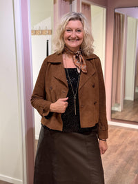 Short Suede Leather Trenchcoat Caramel