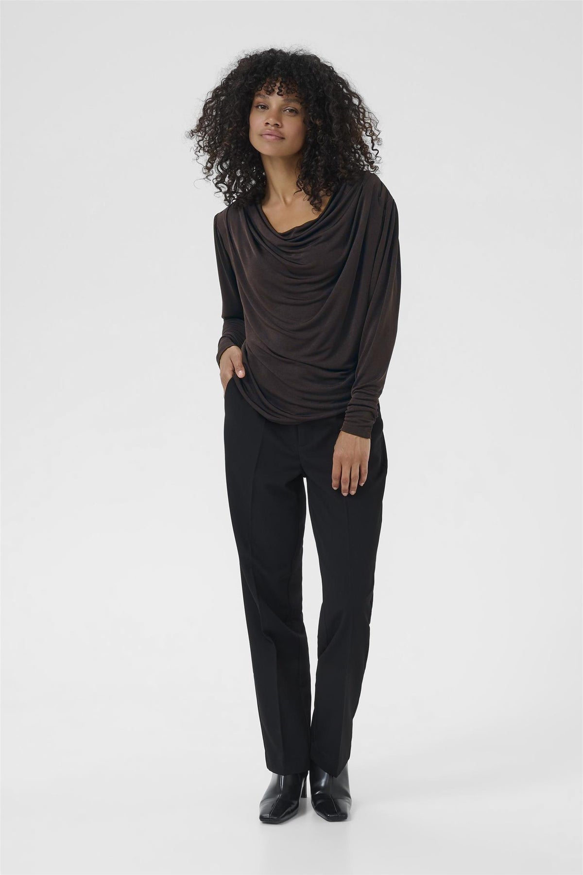 KAgina Jersey Blouse Black Coffee