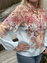 Bluse Paisley Flower Rosa/blå