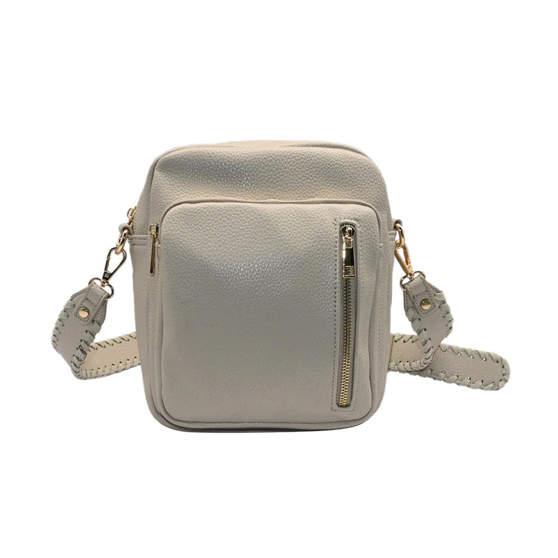 CORA stor citybag med flettet skulderrem - Beige