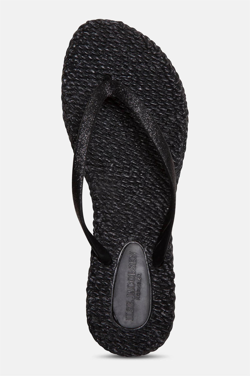 Cheerful Flip Flop w. Glitter Black