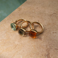 Ring, Steel Glass, Green Diamond