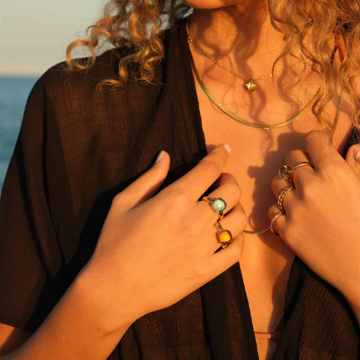 Ring, Steel Glass, Green Diamond