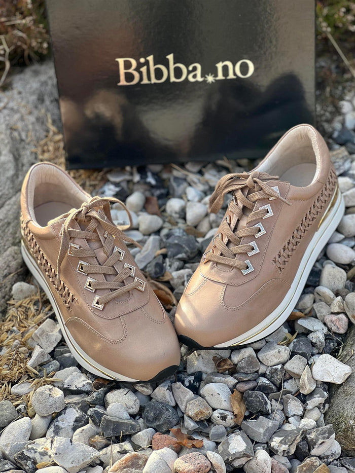 Joggesko Beige Flettet Skinn Bibba